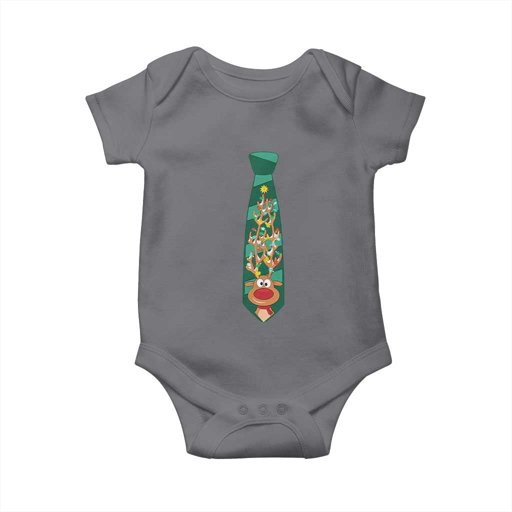 Funny Christmas Baby Onesie Tie With Reindeer For Family Matching Ugly Gift TS10 Charcoal Print Your Wear
