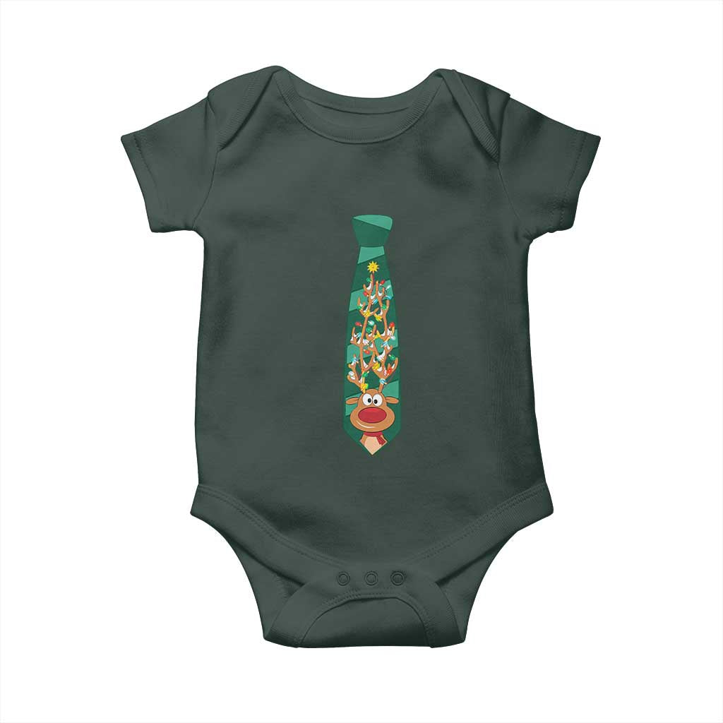 Funny Christmas Baby Onesie Tie With Reindeer For Family Matching Ugly Gift TS10 Print Your Wear