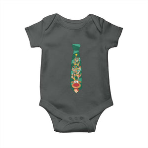 Funny Christmas Baby Onesie Tie With Reindeer For Family Matching Ugly Gift TS10 Dark Heather Print Your Wear