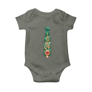 Funny Christmas Baby Onesie Tie With Reindeer For Family Matching Ugly Gift TS10 Military Green Print Your Wear
