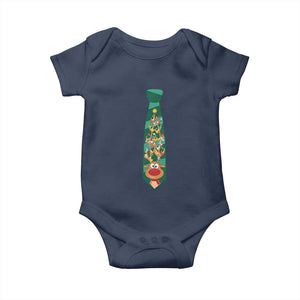 Funny Christmas Baby Onesie Tie With Reindeer For Family Matching Ugly Gift TS10 Navy Print Your Wear