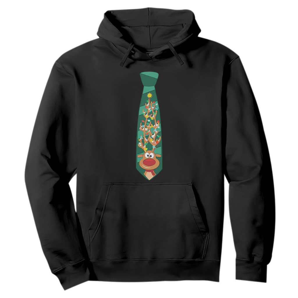 Funny Christmas Hoodie Tie With Reindeer For Family Matching Ugly Gift TS10 Black Print Your Wear