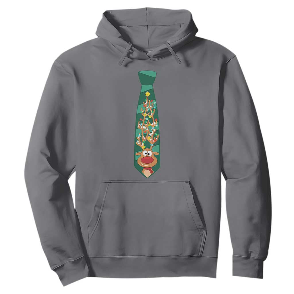 Funny Christmas Hoodie Tie With Reindeer For Family Matching Ugly Gift TS10 Charcoal Print Your Wear