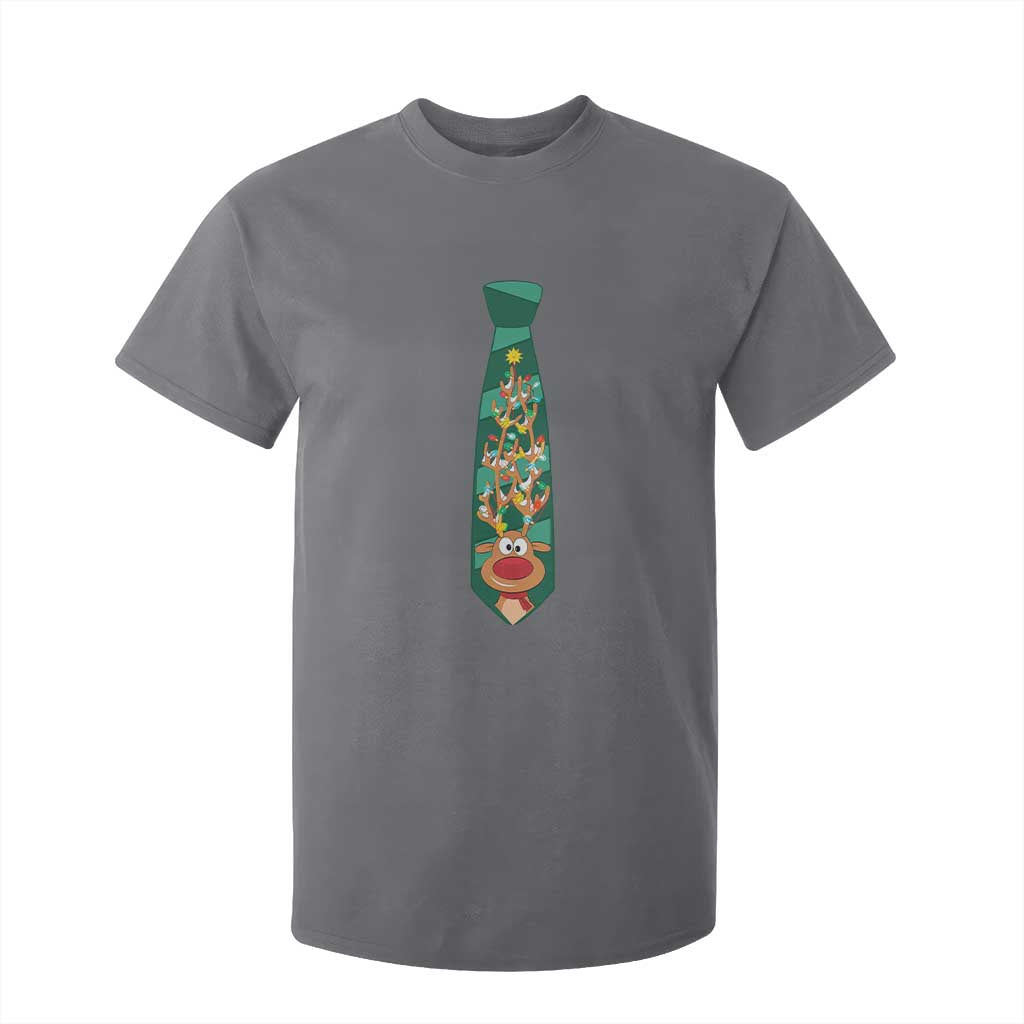 Funny Christmas T Shirt For Kid Tie With Reindeer For Family Matching Ugly Gift TS10 Charcoal Print Your Wear