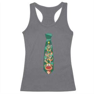 Funny Christmas Racerback Tank Top Tie With Reindeer For Family Matching Ugly Gift TS10 Charcoal Print Your Wear