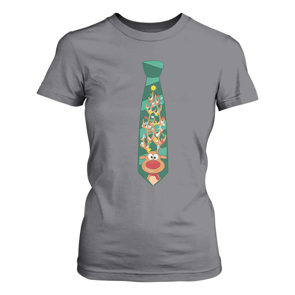 Funny Christmas T Shirt For Women Tie With Reindeer For Family Matching Ugly Gift TS10 Charcoal Print Your Wear
