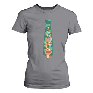 Funny Christmas T Shirt For Women Tie With Reindeer For Family Matching Ugly Gift TS10 Charcoal Print Your Wear