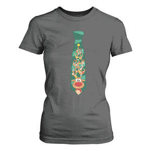 Funny Christmas T Shirt For Women Tie With Reindeer For Family Matching Ugly Gift TS10 Dark Heather Print Your Wear