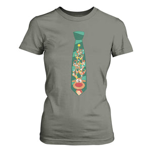 Funny Christmas T Shirt For Women Tie With Reindeer For Family Matching Ugly Gift TS10 Military Green Print Your Wear