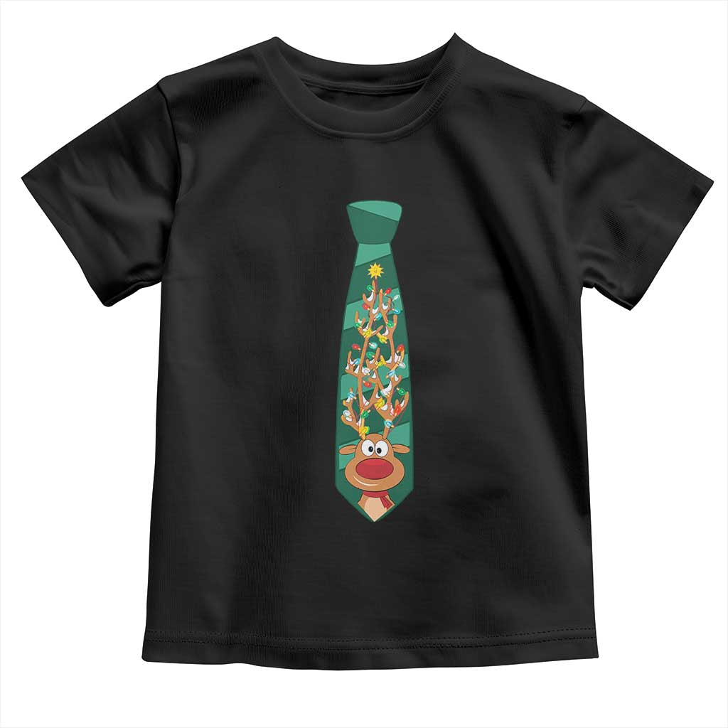 Funny Christmas Toddler T Shirt Tie With Reindeer For Family Matching Ugly Gift TS10 Black Print Your Wear