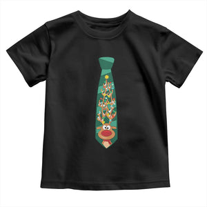 Funny Christmas Toddler T Shirt Tie With Reindeer For Family Matching Ugly Gift TS10 Black Print Your Wear