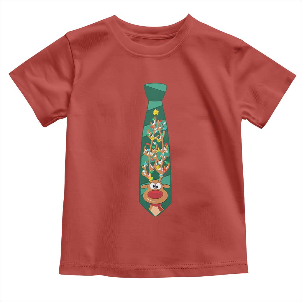 Funny Christmas Toddler T Shirt Tie With Reindeer For Family Matching Ugly Gift TS10 Red Print Your Wear