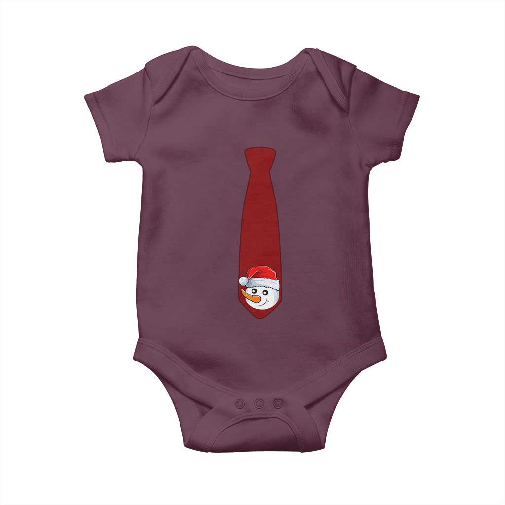 Funny Christmas Baby Onesie Tie With Snowman For Family Matching Ugly Gift TS10 Maroon Print Your Wear