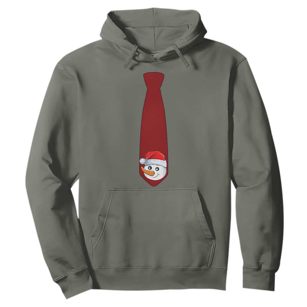 Funny Christmas Hoodie Tie With Snowman For Family Matching Ugly Gift TS10 Military Green Print Your Wear