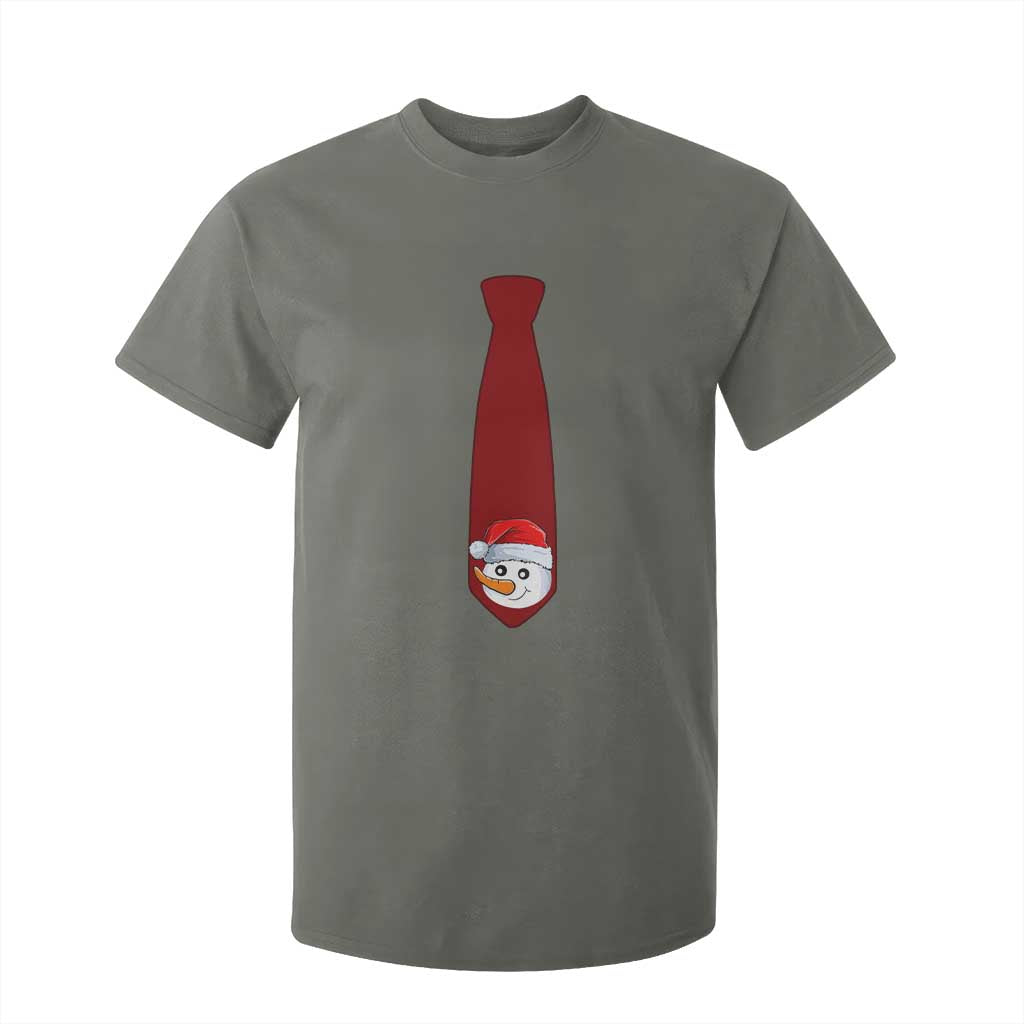Funny Christmas T Shirt For Kid Tie With Snowman For Family Matching Ugly Gift TS10 Military Green Print Your Wear