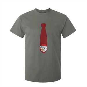 Funny Christmas T Shirt For Kid Tie With Snowman For Family Matching Ugly Gift TS10 Military Green Print Your Wear