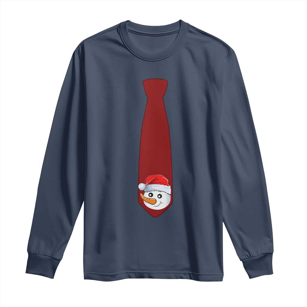 Funny Christmas Long Sleeve Shirt Tie With Snowman For Family Matching Ugly Gift TS10 Navy Print Your Wear
