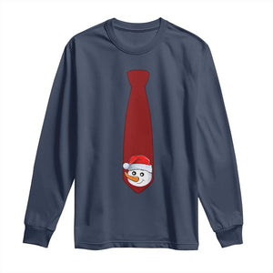 Funny Christmas Long Sleeve Shirt Tie With Snowman For Family Matching Ugly Gift TS10 Navy Print Your Wear