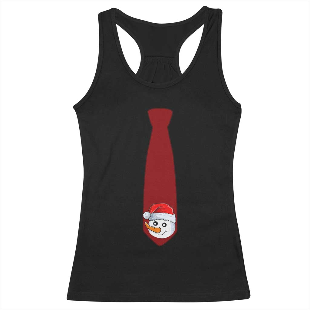 Funny Christmas Racerback Tank Top Tie With Snowman For Family Matching Ugly Gift TS10 Black Print Your Wear