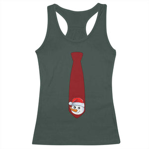 Funny Christmas Racerback Tank Top Tie With Snowman For Family Matching Ugly Gift TS10 Dark Forest Green Print Your Wear
