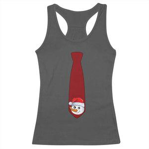 Funny Christmas Racerback Tank Top Tie With Snowman For Family Matching Ugly Gift TS10 Dark Heather Print Your Wear