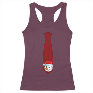 Funny Christmas Racerback Tank Top Tie With Snowman For Family Matching Ugly Gift TS10 Maroon Print Your Wear