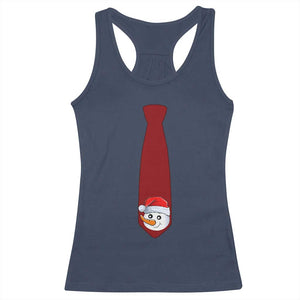 Funny Christmas Racerback Tank Top Tie With Snowman For Family Matching Ugly Gift TS10 Navy Print Your Wear
