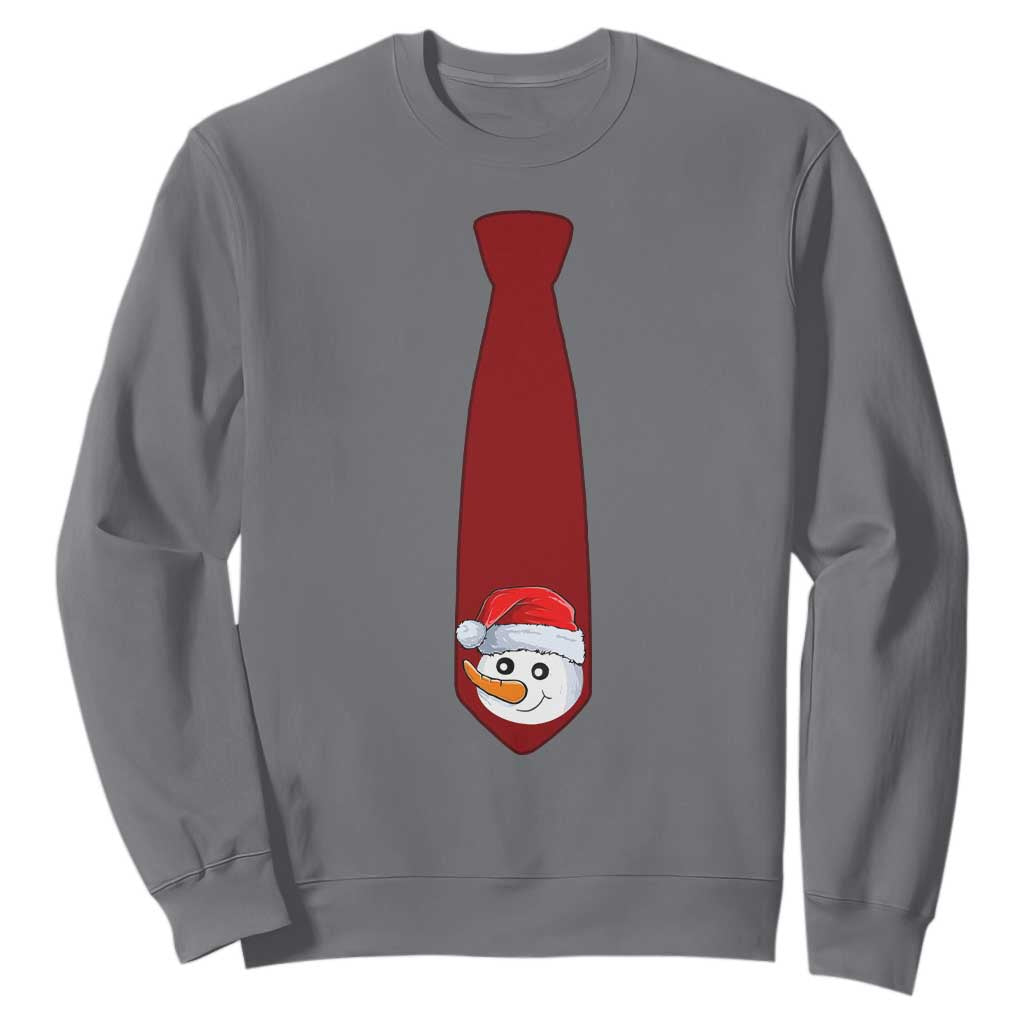 Funny Christmas Sweatshirt Tie With Snowman For Family Matching Ugly Gift TS10 Charcoal Print Your Wear