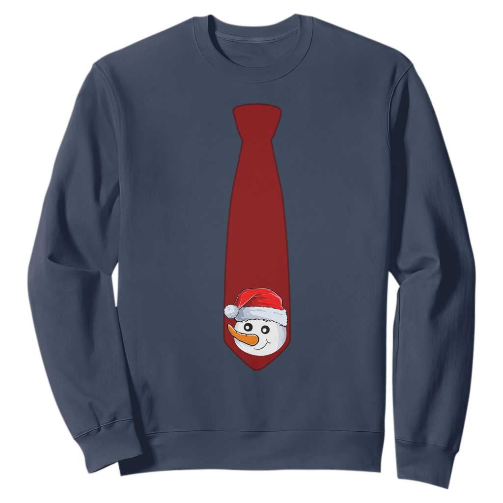 Funny Christmas Sweatshirt Tie With Snowman For Family Matching Ugly Gift TS10 Navy Print Your Wear