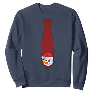 Funny Christmas Sweatshirt Tie With Snowman For Family Matching Ugly Gift TS10 Navy Print Your Wear