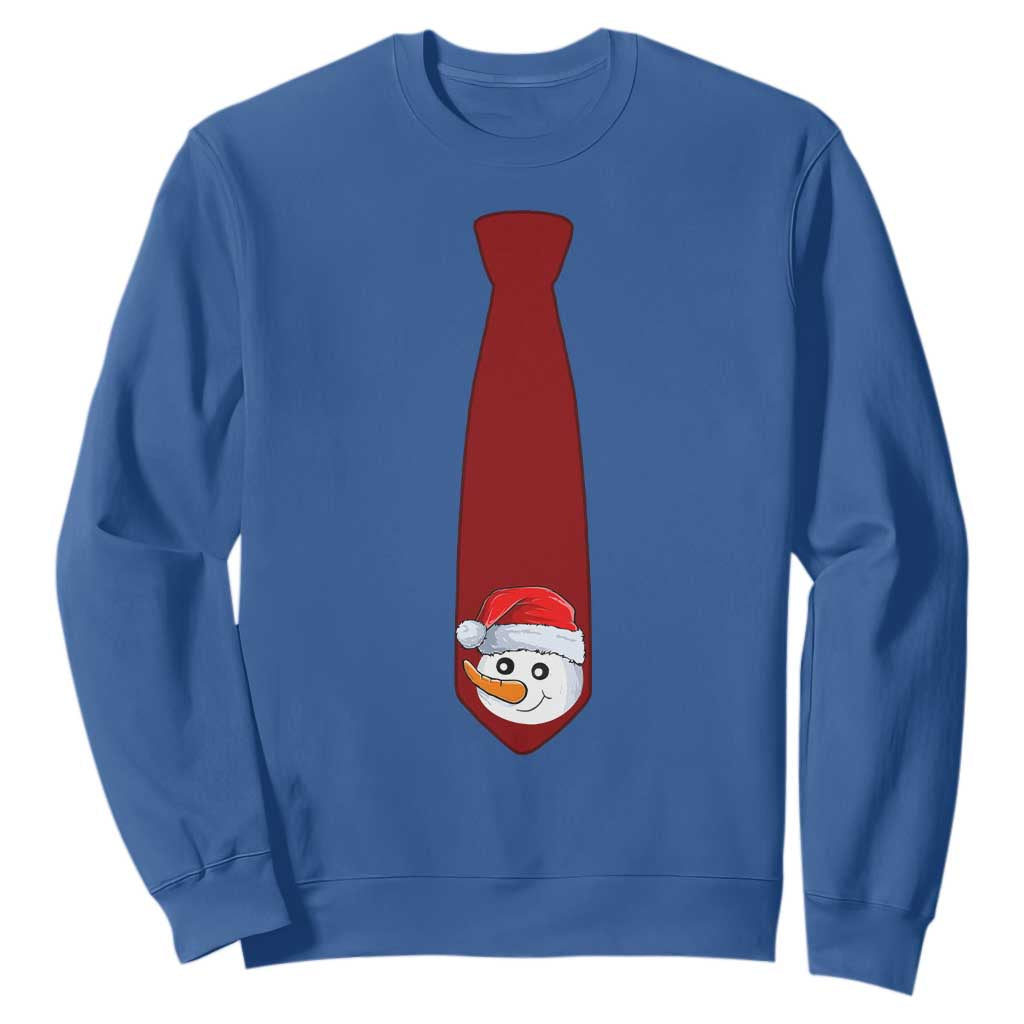 Funny Christmas Sweatshirt Tie With Snowman For Family Matching Ugly Gift TS10 Royal Blue Print Your Wear
