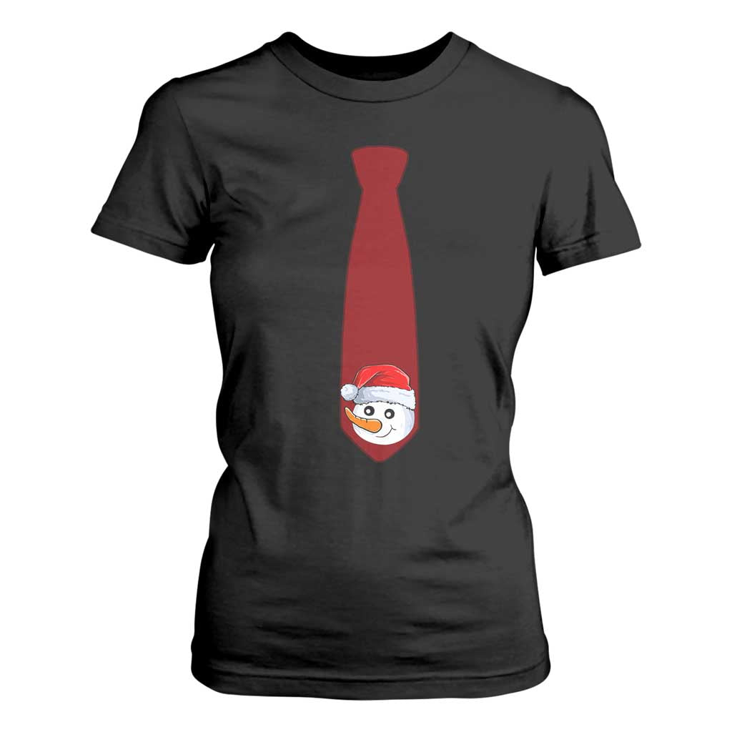 Funny Christmas T Shirt For Women Tie With Snowman For Family Matching Ugly Gift TS10 Black Print Your Wear