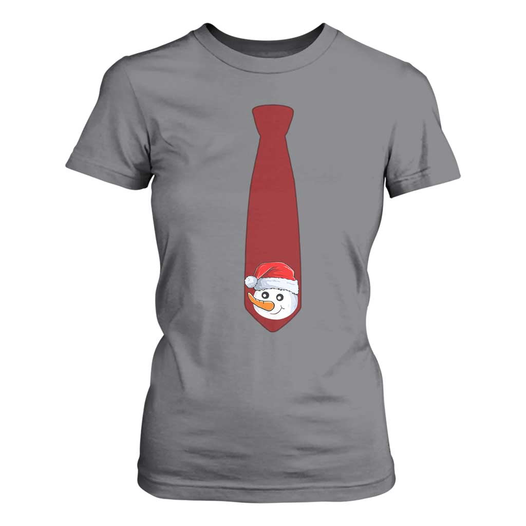 Funny Christmas T Shirt For Women Tie With Snowman For Family Matching Ugly Gift TS10 Charcoal Print Your Wear