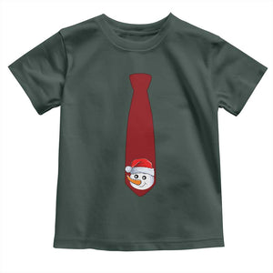Funny Christmas Toddler T Shirt Tie With Snowman For Family Matching Ugly Gift TS10 Dark Forest Green Print Your Wear