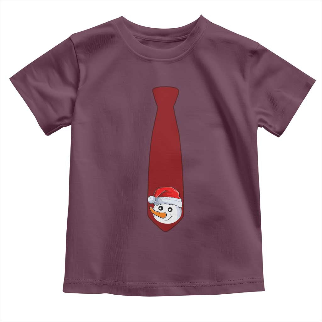 Funny Christmas Toddler T Shirt Tie With Snowman For Family Matching Ugly Gift TS10 Maroon Print Your Wear