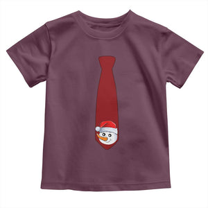 Funny Christmas Toddler T Shirt Tie With Snowman For Family Matching Ugly Gift TS10 Maroon Print Your Wear