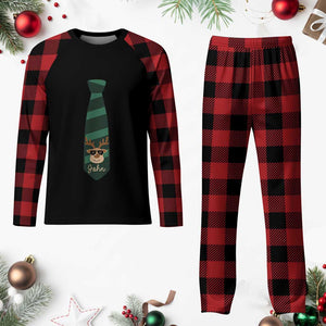Personalized Funny Plaid Pajama Set Tie With Reindeer For Family Matching Custom Name Ugly Gift TS10 Buffalo Plaid Print Your Wear