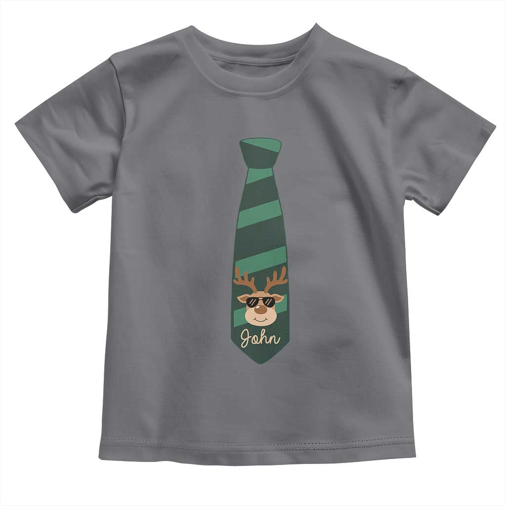 Personalized Funny Christmas Toddler T Shirt Tie With Reindeer For Family Matching Custom Name Ugly Gift TS10 Charcoal Print Your Wear