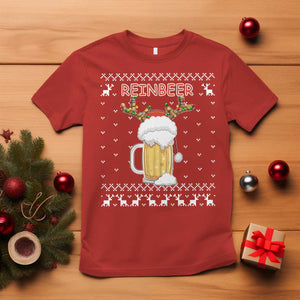 Christmas Couple Matching T Shirt Funny Winedeer Reinbeer Matching Ugly Sweaters Beer TS10 Red Print Your Wear