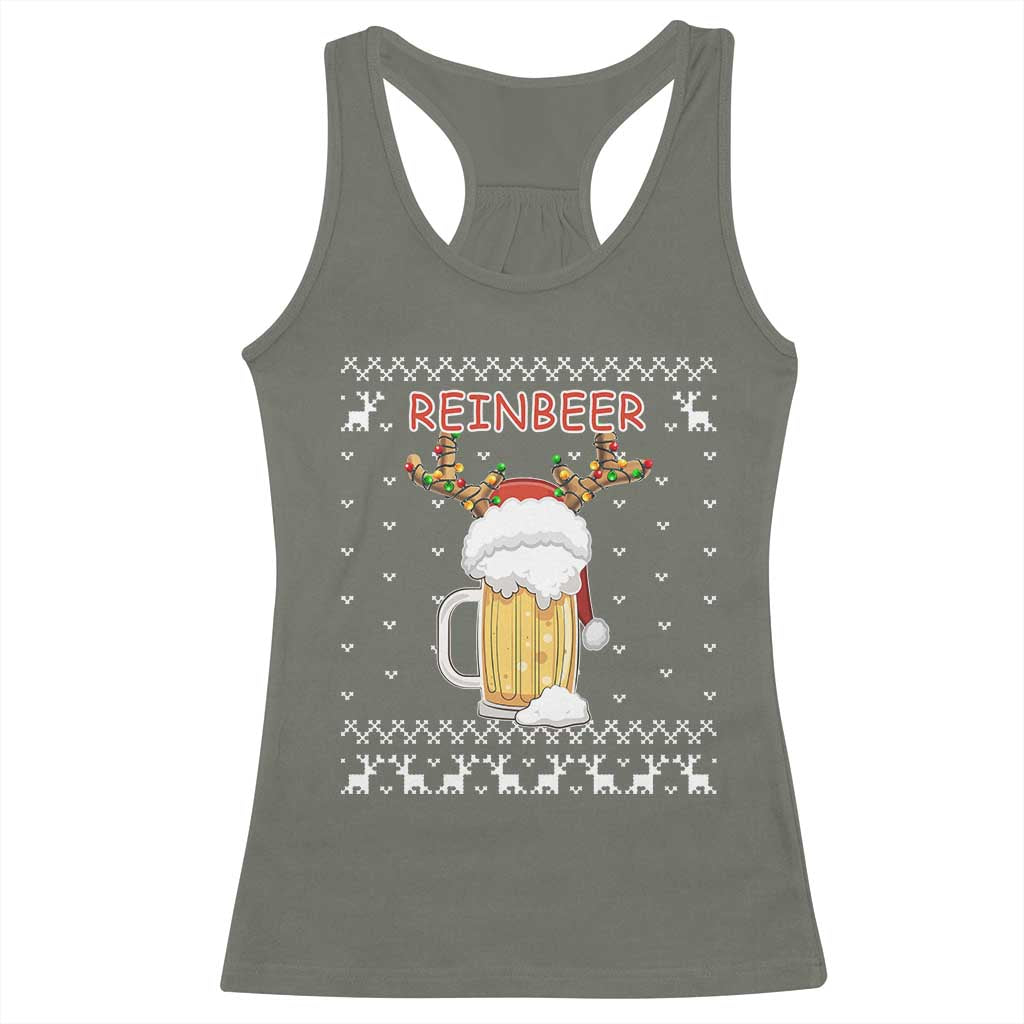 Christmas Couple Matching Racerback Tank Top Funny Winedeer Reinbeer Matching Ugly Sweaters Beer TS10 Military Green Print Your Wear