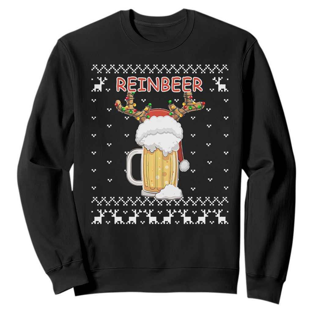 Christmas Couple Matching Sweatshirt Funny Winedeer Reinbeer Matching Ugly Sweaters Beer TS10 Black Print Your Wear