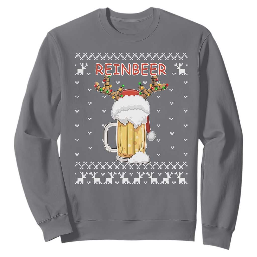 Christmas Couple Matching Sweatshirt Funny Winedeer Reinbeer Matching Ugly Sweaters Beer TS10 Charcoal Print Your Wear