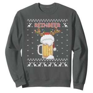 Christmas Couple Matching Sweatshirt Funny Winedeer Reinbeer Matching Ugly Sweaters Beer TS10 Dark Heather Print Your Wear