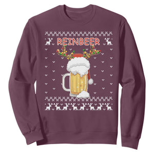 Christmas Couple Matching Sweatshirt Funny Winedeer Reinbeer Matching Ugly Sweaters Beer TS10 Maroon Print Your Wear