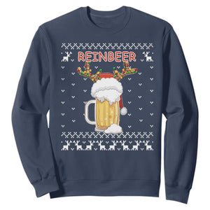 Christmas Couple Matching Sweatshirt Funny Winedeer Reinbeer Matching Ugly Sweaters Beer TS10 Navy Print Your Wear