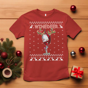 Christmas Couple Matching T Shirt Funny Winedeer Reinbeer Matching Ugly Sweaters Wine TS10 Red Print Your Wear