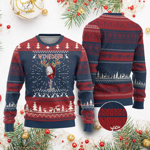 Christmas Couple Matching Knit Sweatshirt Funny Winedeer Reinbeer Matching Ugly Sweaters Wine TS10 Burgundy Print Your Wear