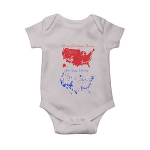 Funny Christmas Trump Baby Onesie 2024 Electoral Map Merry Christmas America Happy Holiday TS10 Ice Gray Print Your Wear