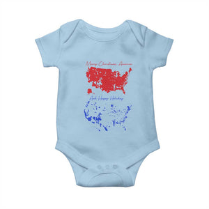 Funny Christmas Trump Baby Onesie 2024 Electoral Map Merry Christmas America Happy Holiday TS10 Light Blue Print Your Wear