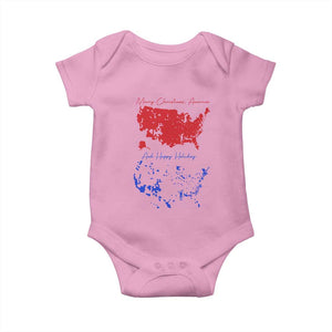 Funny Christmas Trump Baby Onesie 2024 Electoral Map Merry Christmas America Happy Holiday TS10 Light Pink Print Your Wear